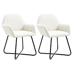 Maison Chic Lot de 2 Chaises à manger,Chaise pour cuisine,Solide Structure crème tissu -MN92030