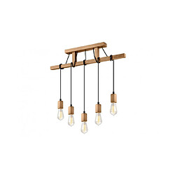 Lumière Suspension Leon Bois,acier olive 5 ampoules 74cm