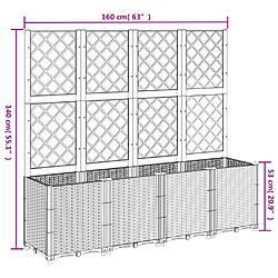 vidaXL Jardinière avec treillis blanc 160x40x140 cm PP pas cher