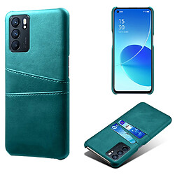 Coque en TPU + PU avec double porte-cartes vert pour votre Oppo Reno6 5G