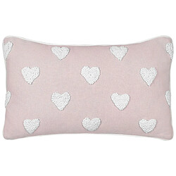 Beliani Coussin GAZANIA Coton 30 x 50 cm Broderie Rose pastel