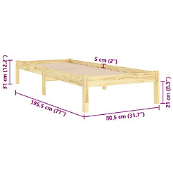 vidaXL Cadre de lit sans matelas bois massif pas cher