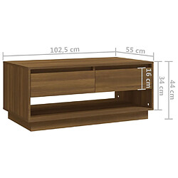 vidaXL Table basse Chêne marron 102,5x55x44 cm Bois d'ingénierie pas cher