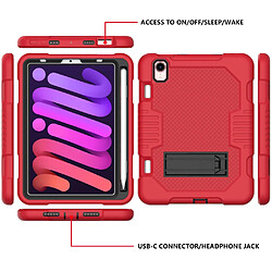 Coque en TPU + silicone avec béquille, couleur contrastée rouge/noir pour votre Apple iPad mini (2021)