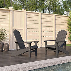 vidaXL Chaises de jardin Adirondack lot de 2 PEHD Anthracite