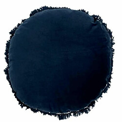 Paris Prix Coussin Rond en Velours Rosta 50cm Bleu