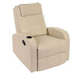 Mendler Fauteuil de télévision Durham, fauteuil relax, chaise longue, similicuir ~ crème