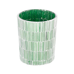 BigBuy Home Bougeoir Vert Verre Ciment 10 x 10 x 13 cm