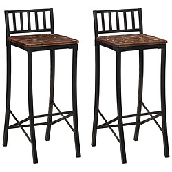 vidaXL Chaises de bar lot de 2 bois de récupération massif