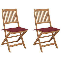 vidaXL Chaises pliables de jardin lot de 2 avec coussins Bois d'acacia