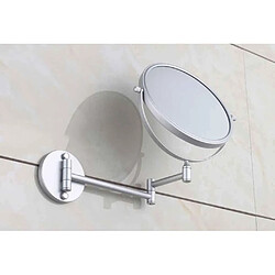 Acheter Universal Montage mural salle de bains miroir pliant espace aluminium rétractable double face miroir 3x loupe miroir de maquillage | miroir de bain(Argent)