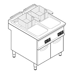 Friteuse sur coffre électrique - 2 x 17 litres - commandes électroniques - Tecnoinox