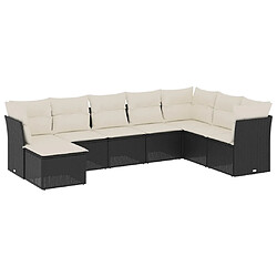 vidaXL Salon de jardin 8 pcs avec coussins noir résine tressée