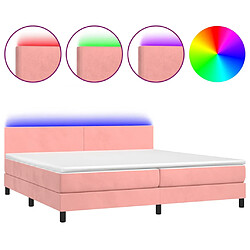 vidaXL Sommier à lattes de lit avec matelas LED Rose 200x200cm Velours