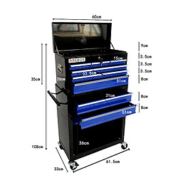 AREBOS Chariot D'Atelier D’Armoire Chariot Boîte à Outils à 9 Compartiments pas cher