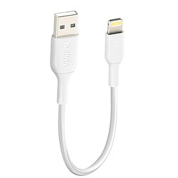 Câble USB vers Lightning MFI Charge Synchronisation Compact 15cm Belkin Blanc