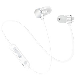 Wewoo Casque Bluetooth Sport blanc pour iPad, ordinateur portable, iPhone, Samsung, HTC, Huawei, Xiaomi, et autres smartphone Absorption magnétique Sweatproof In-Ear avec micro HD, Appels mains libres, Distance: 10m,