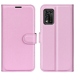 Etui en PU texture litchi, fermoir magnétique, anti-chocs avec support, rose pour votre ZTE Libero 5G II