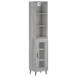 vidaXL Buffet haut Sonoma gris 34,5x34x180 cm Bois d'ingénierie