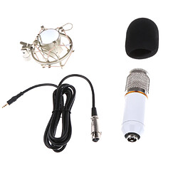 Avis microphone à condensateur professionnel + support de choc + capuchon en mousse + câble d'alimentation blanc