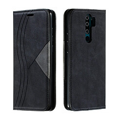 Wewoo Housse Coque Pour Xiaomi Redmi Note 8 Pro Épissage Couleur Ourlet magnétique Étui en cuir à rabat horizontal avec support et fentes cartes Noir