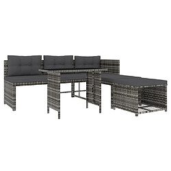 Avis Maison Chic Mobilier à dîner 4 pcs de jardin - Ensemble table et chaises d'extérieur - Salon/Mobilier de jardin classique et coussins Gris Résine tressée -MN70441