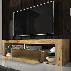 Selsey Meuble tv - BIANKO - 140 cm - chêne lancaster - avec LED