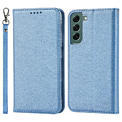 Etui en PU texture soie avec support bleu pour votre Samsung Galaxy S22 Plus 5G