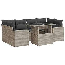 vidaXL Salon de jardin avec coussins 7 pcs gris clair résine tressée