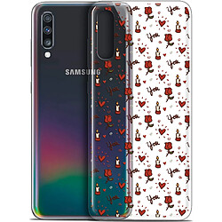 Caseink Coque Pour Samsung Galaxy A70 (6.7 ) [Gel HD Collection Love Saint Valentin Design Bougies et Roses - Souple - Ultra Fin - Imprimé en France]