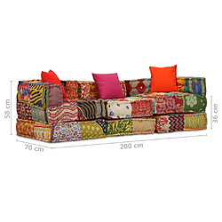 vidaXL Pouf modulaire à 3 places Patchwork Tissu pas cher