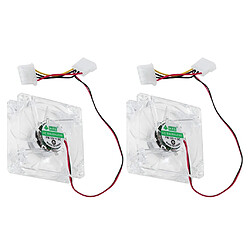 2pcs 12V DC Brushless Fan LED 80mm 8025 8cm Silent Computer Case Cooler Fan