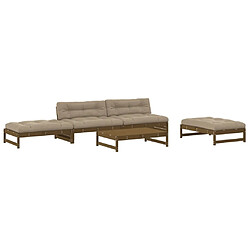 Maison Chic Salon de jardin 5 pcs + coussins - Mobilier/Meubles de jardin - Table et chaises d'extérieur marron miel bois massif -MN79670