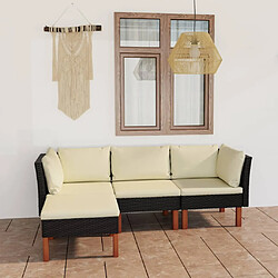 Maison Chic Salon de jardin 4 pcs + coussins - Mobilier/Meubles de jardin - Table et chaises d'extérieur Résine tressée Noir -MN32270