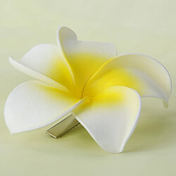 Avis Pince à Cheveux Pour Femme En Forme De Fleur De Mousse De Plumeria Hawaïenne Mariée Blanc Et Jaune