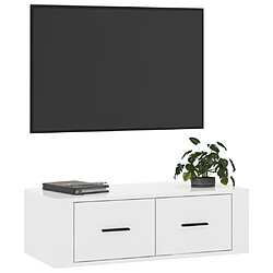 Avis vidaXL Meuble TV suspendu Blanc brillant 80x36x25 cm Bois d'ingénierie