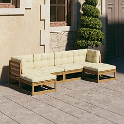 Maison Chic Salon de jardin 6 pcs + coussins - Mobilier/Meubles de jardin - Table et chaises d'extérieur Marron miel Bois de pin -MN11047