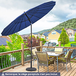 Helloshop26 Parasol de terrasse rond de 265 cm parasol avec 18 baleines en fibre de verre inclinaison à bouton-poussoir manivelle toile résistante bleu 20_0009006