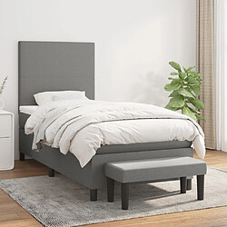 Maison Chic Lit Adulte - Lit simple Lit à sommier tapissier et matelas moelleux - Meuble de Chambre - Gris foncé 90x190 cm Tissu -MN23992