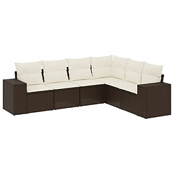 vidaXL Salon de jardin avec coussins 6 pcs marron résine tressée