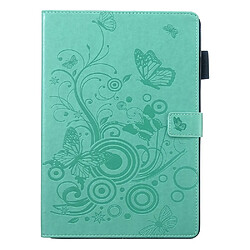 Etui en PU papillon avec support cyan pour votre Apple iPad 10.2 (2019)