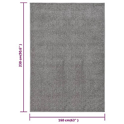 vidaXL Tapis à poils courts 160x230 cm Gris pas cher