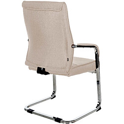 Decoshop26 Fauteuil de bureau chaise visiteur sans roulettes piétement luge en métal chromé et assise en tissu taupe 10_0003359