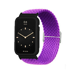 Bracelet en nylon élastique tressé pour votre Xiaomi Mi Band 7 Pro - violet/noir