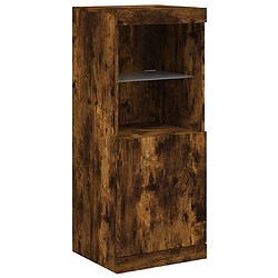 Maison Chic Commode Buffet - Meuble de rangement avec lumières LED chêne fumé 41x37x100 cm -GKD50944 pas cher