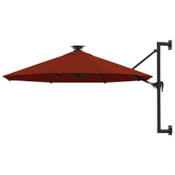 vidaXL Parasol mural de jardin avec LED 300 cm terre cuite