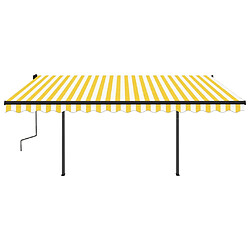 Acheter vidaXL Auvent rétractable automatique et poteaux 4,5x3m Jaune et blanc