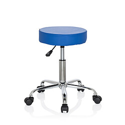 Tabouret / siège pivotant / siège technique OPERATOR II simili-cuir bleu chrome hjh OFFICE