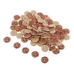 100pcs boutons en bois de fleurs de soleil imprimées pour coudre le scrapbooking rond 15mm