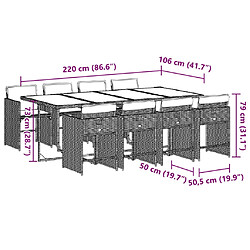 vidaXL Ensemble à manger de jardin et coussins 9 pcs mélange beige pas cher